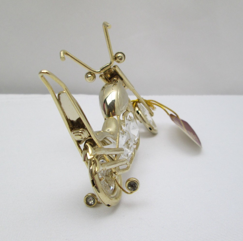 24K Gold Plated Motorcycle with Austrian Crystals Figurine