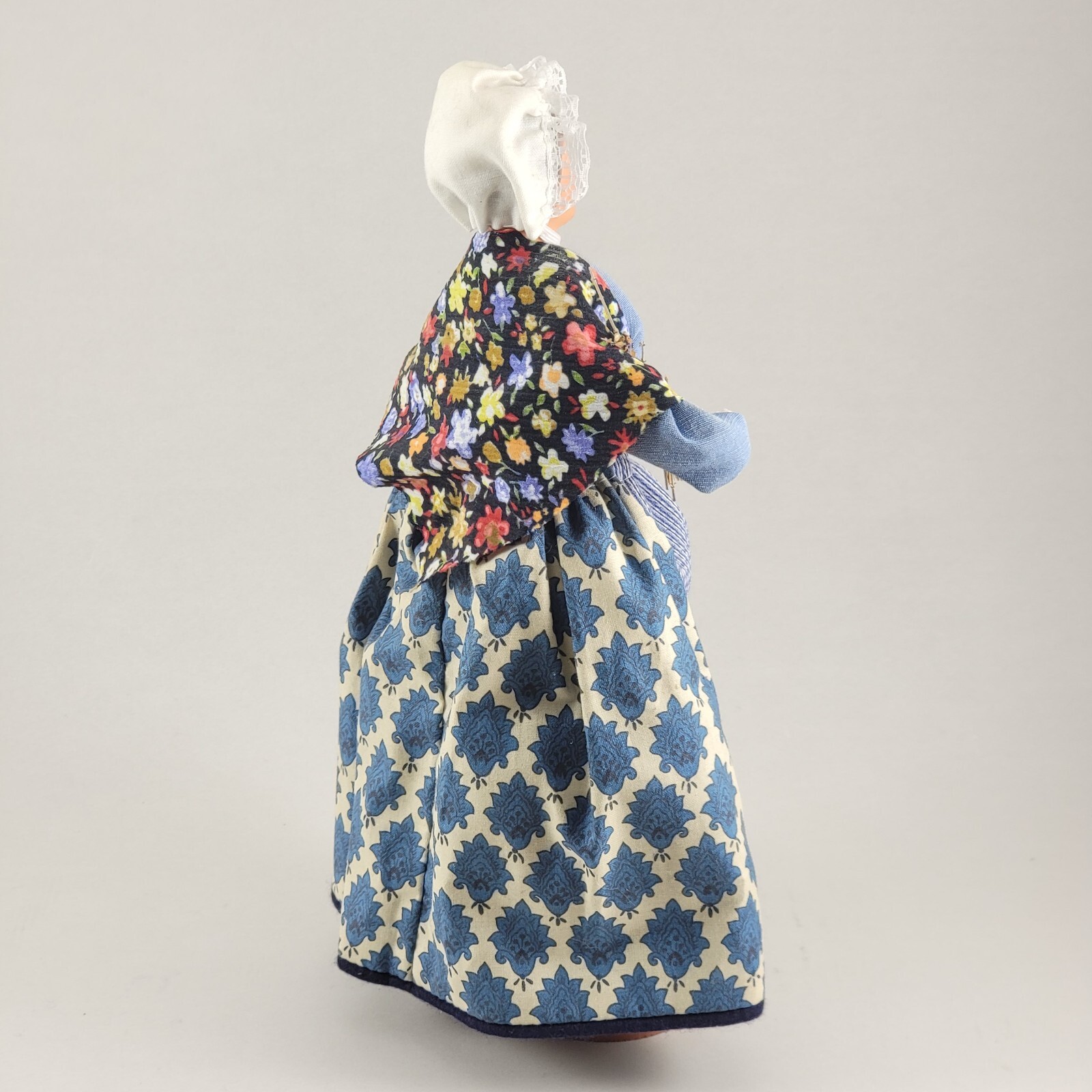 VTG Santon De Provence Terra Cotta Claude Carbonel Clay Blue Lady with Flowers