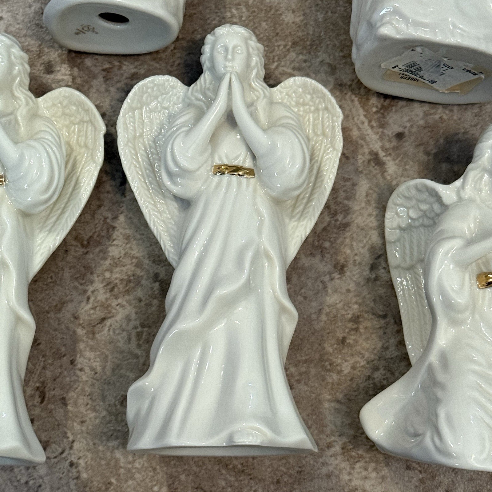 Lenox Nativity Angels with Gold Belts Playing Instruments, Praying Set Of 5￼
