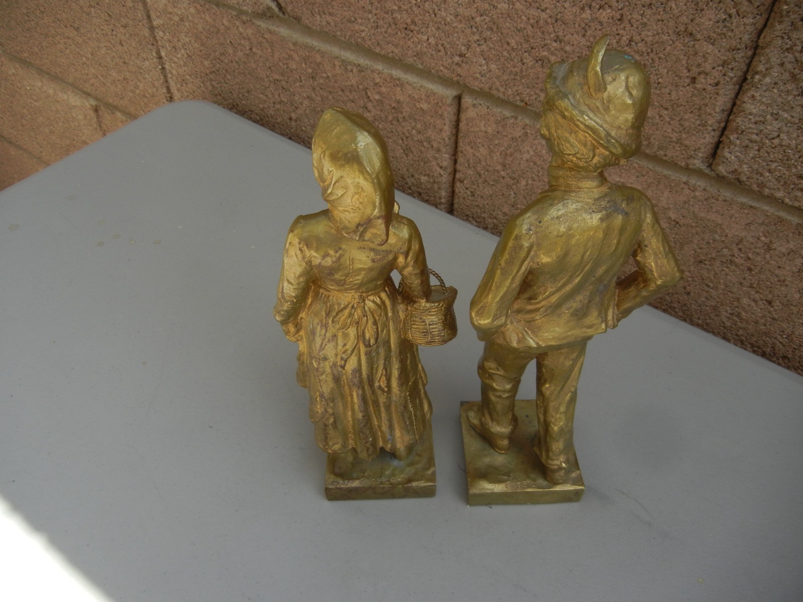 (2) Vintage Collectible Sculptures (bronze?) : Couple / Young Boy & Girl
