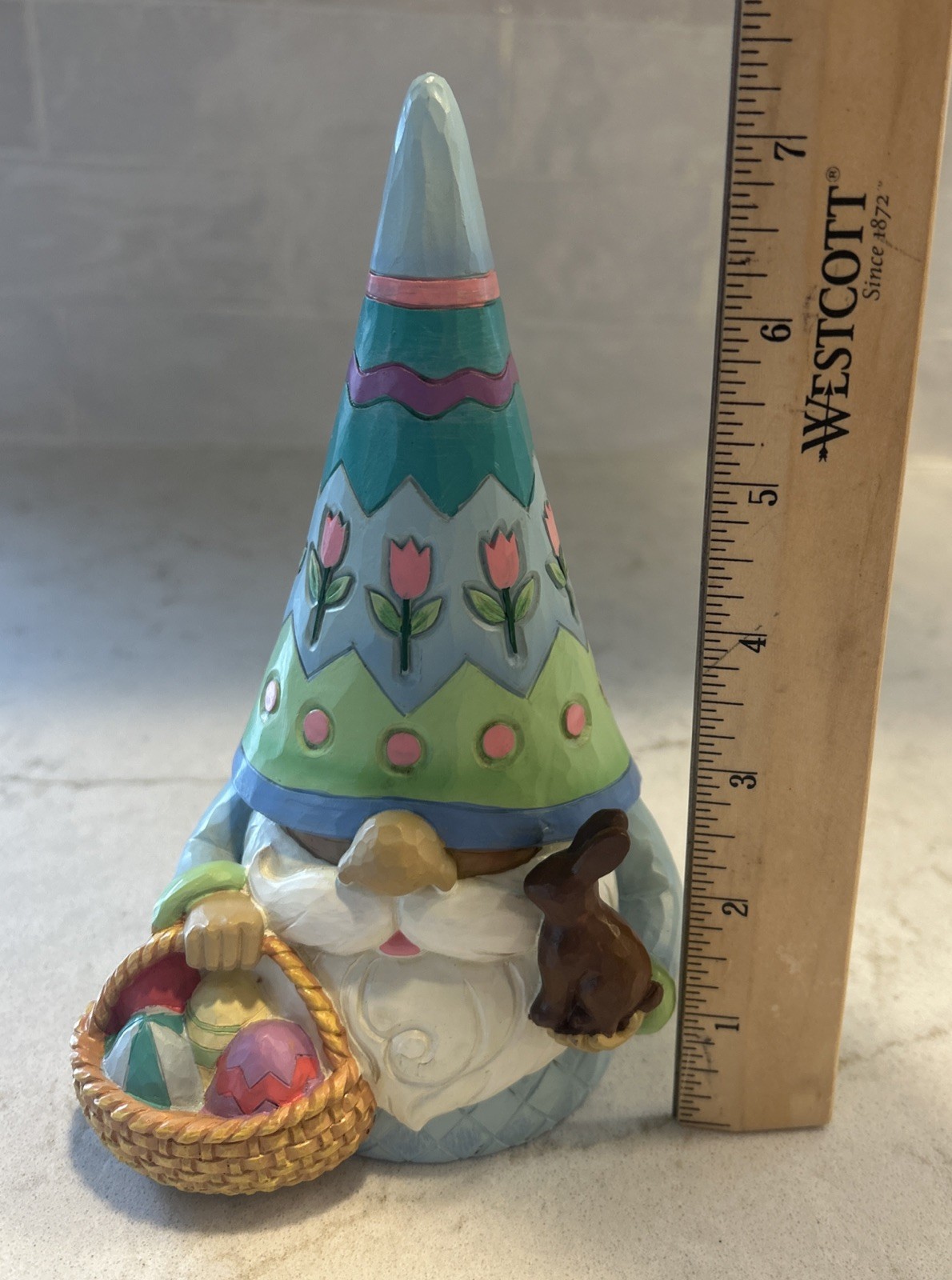 Jim Shore Easter Gnome with Basket Figurine Spring Bunny Decor Collectible Gift
