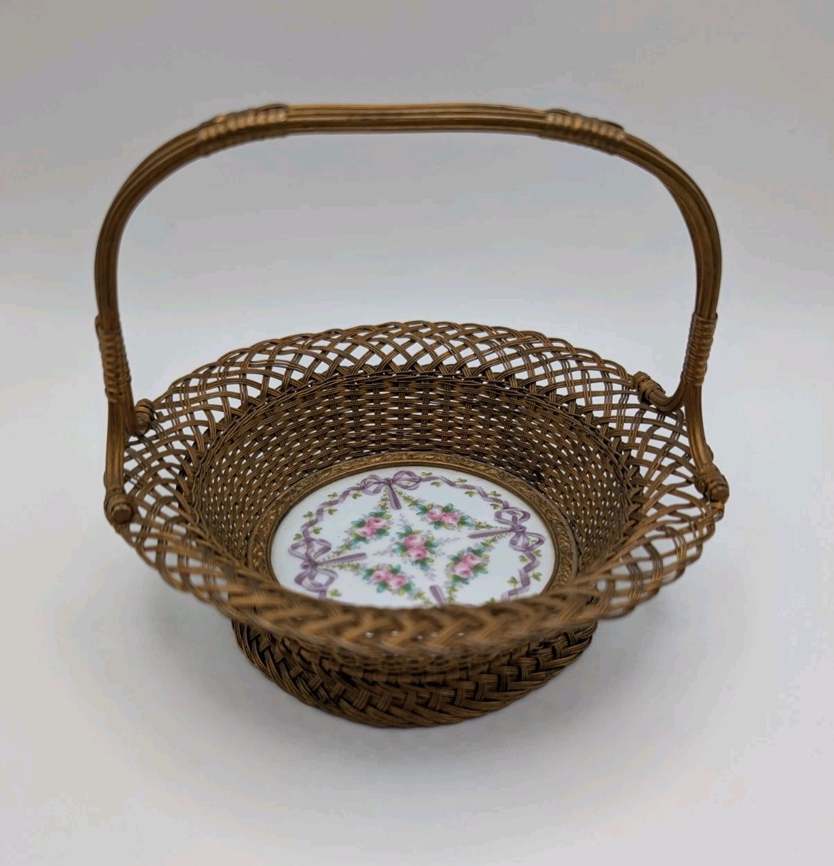 Antique Sévres Bronze & Porcelain Bride Basket Centerpiece Stamped