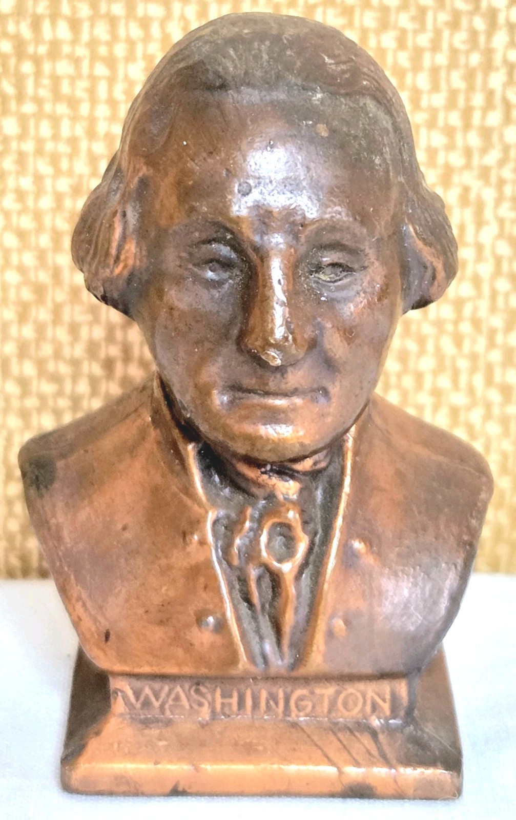 George Washington Miniature Bust Bronze Tone Figurine 2.5” Vintage Americana