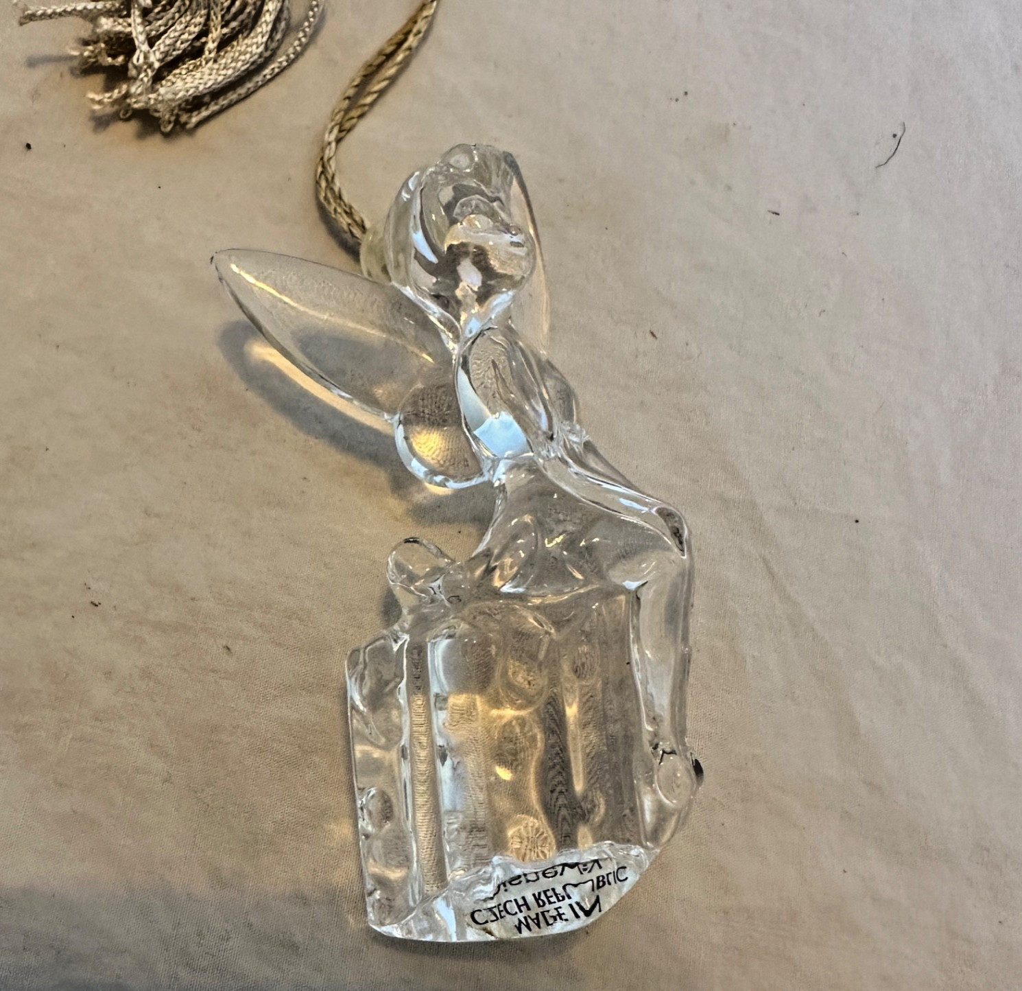 Lenox Disney Tinker Bell Crystal Ornament Figurine Clear Glass Fairy