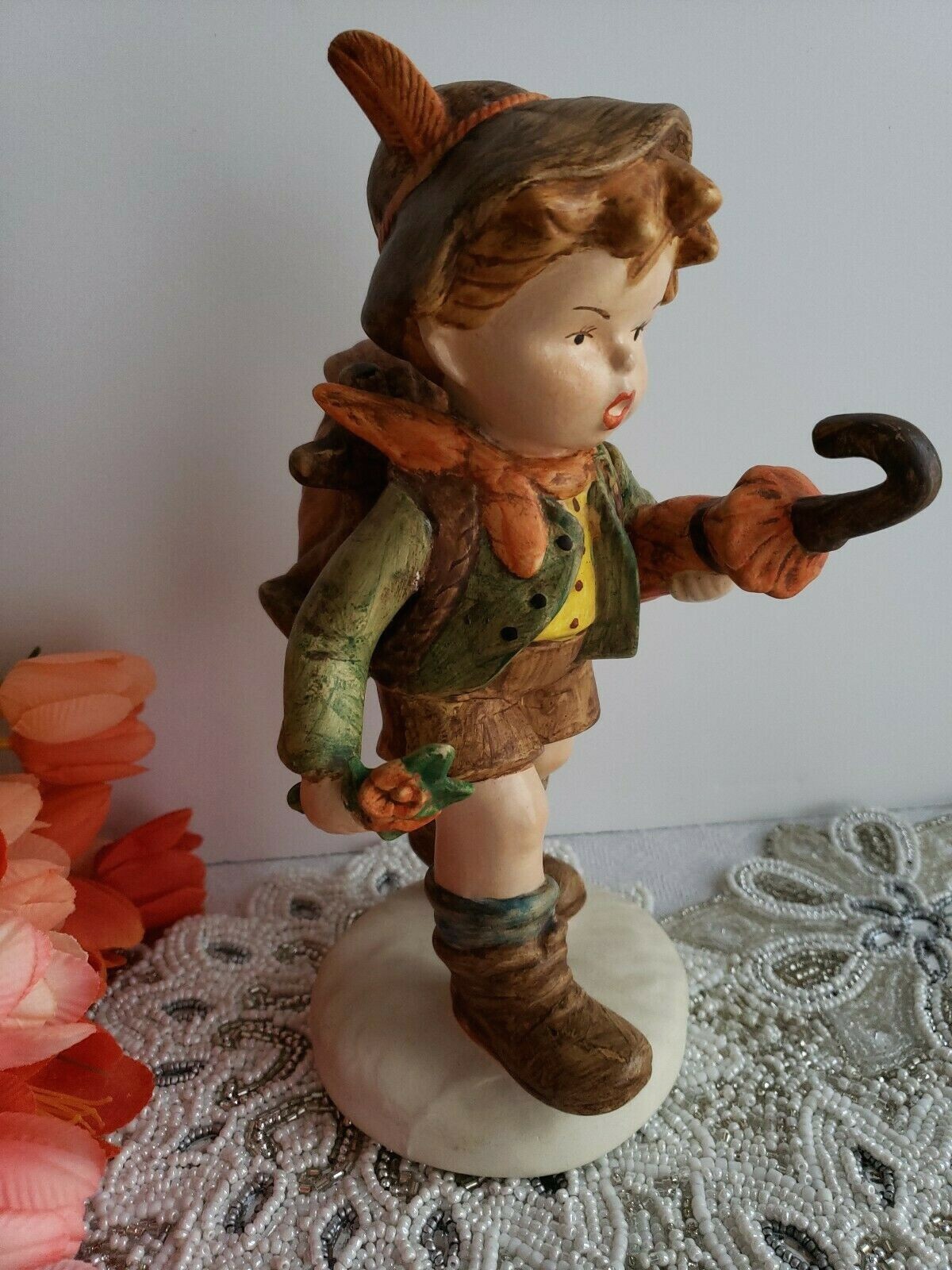 Jumbo Hummel Like German Boy Figurine – Identity Unsure – Mountaineer 10.5″