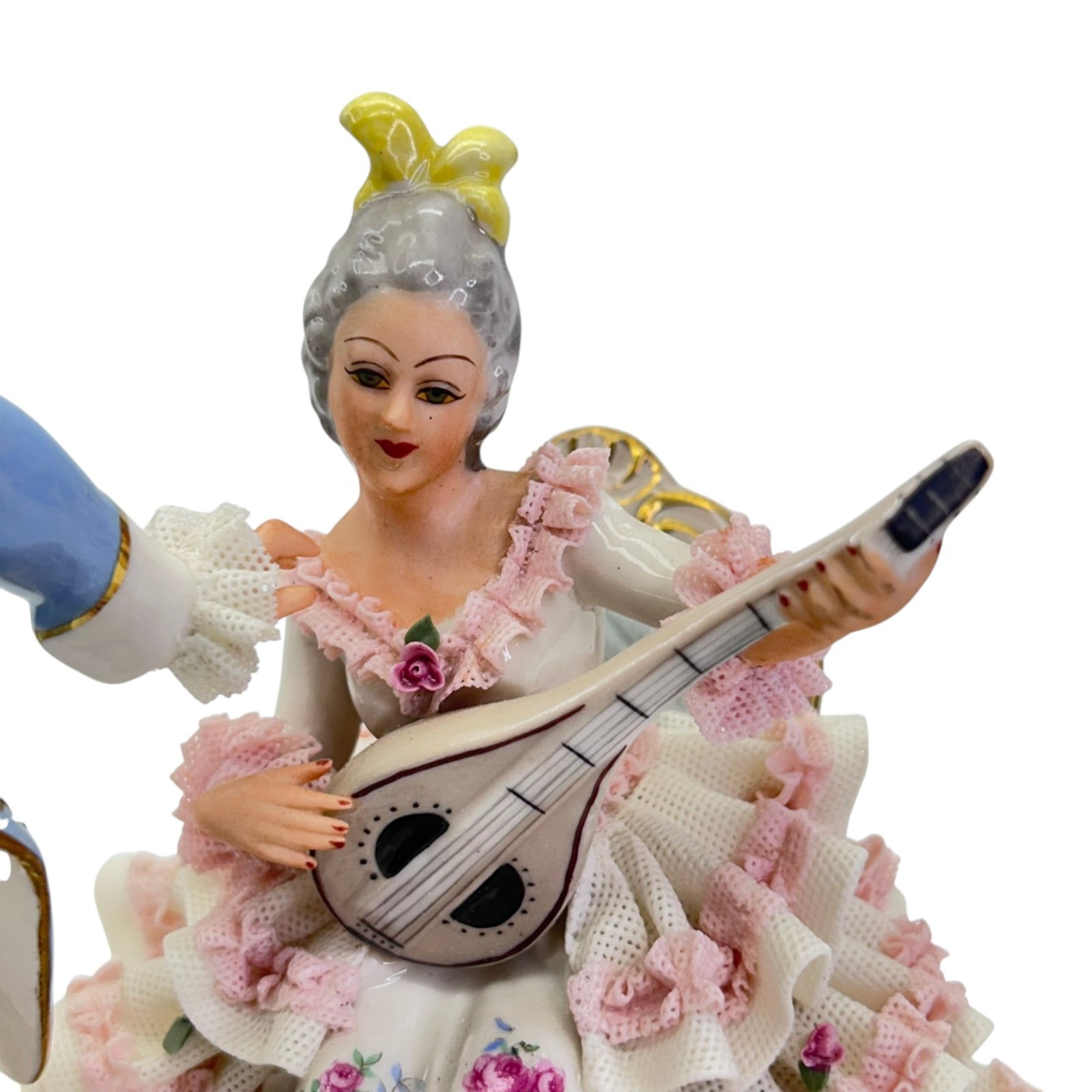 Dresden Victorian Style Porcelain Figurine Depicting Courting Couple Art Decor