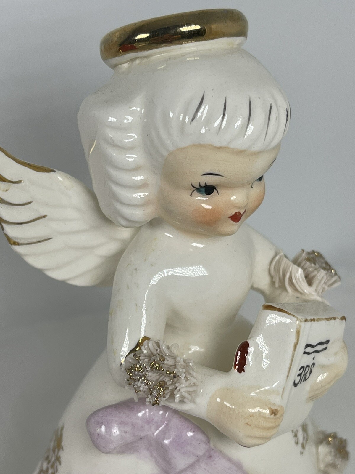 Vtg Ceramic NAPCO #1294 September Birthday Angel Figurine 1950’s Japan-kitschy