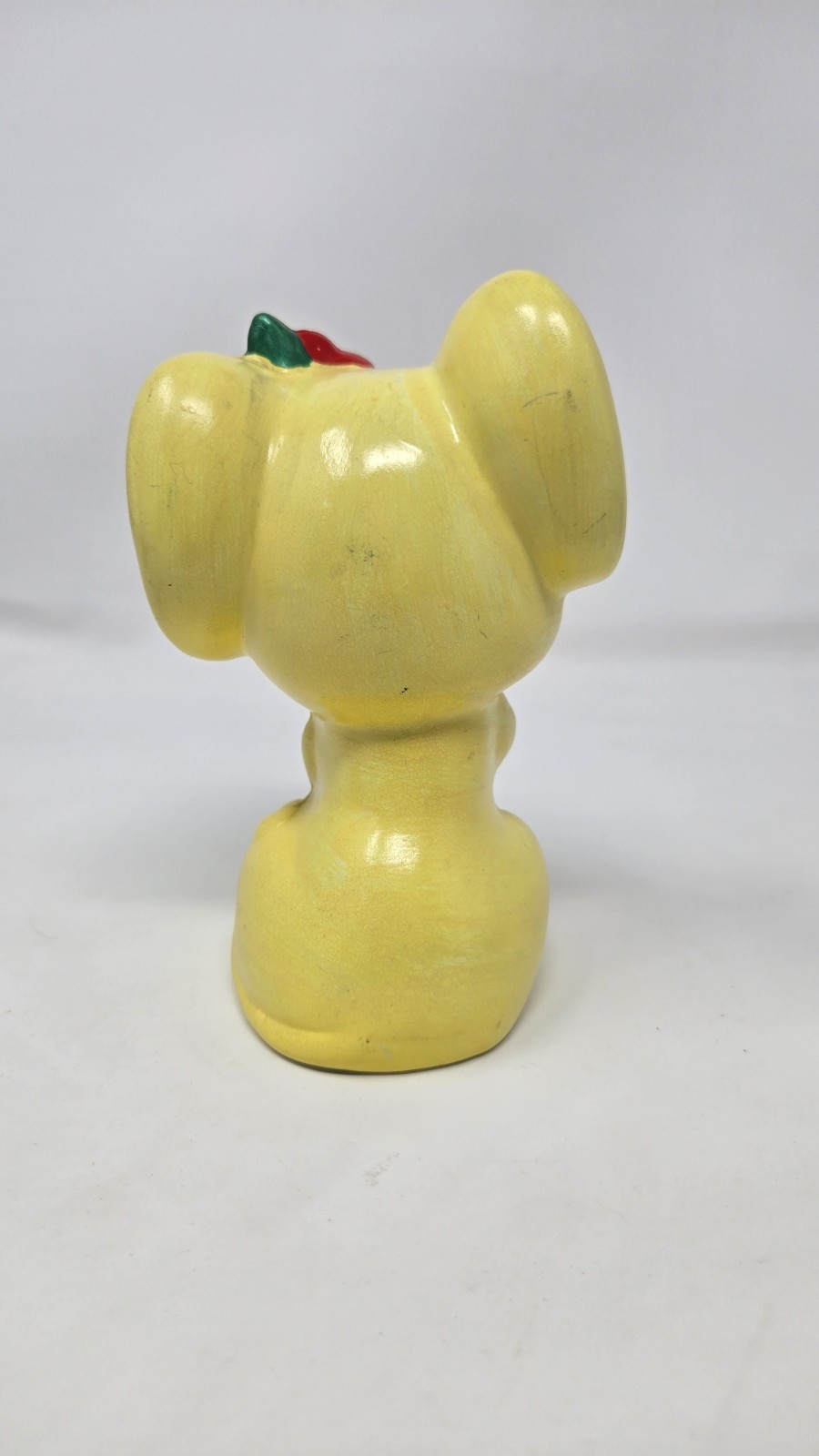 Vintage Mouse Figurine Yellow With Flower Japan Collectible Kitschy MCM