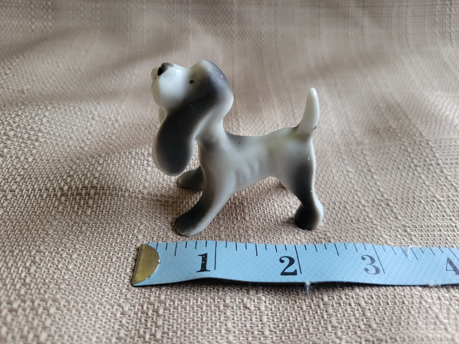 Vintage Miniature Porcelain Hound Dog Figurine Made in Japan Mid Century Stamp