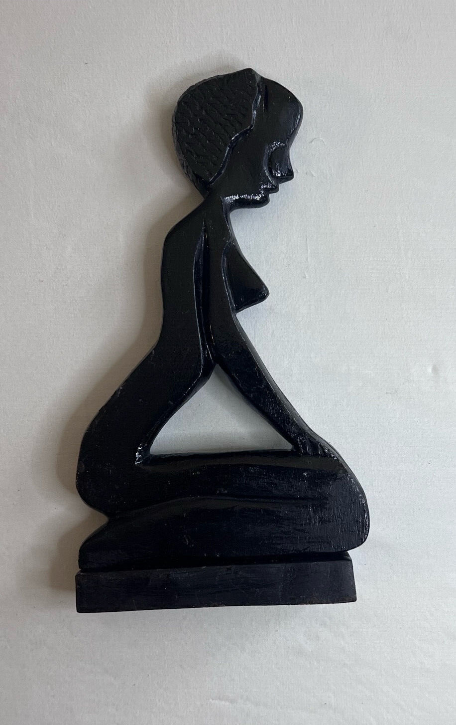 Hand Carved Woman African Black Wooden Figure Statue Art 12″ x 6.5″