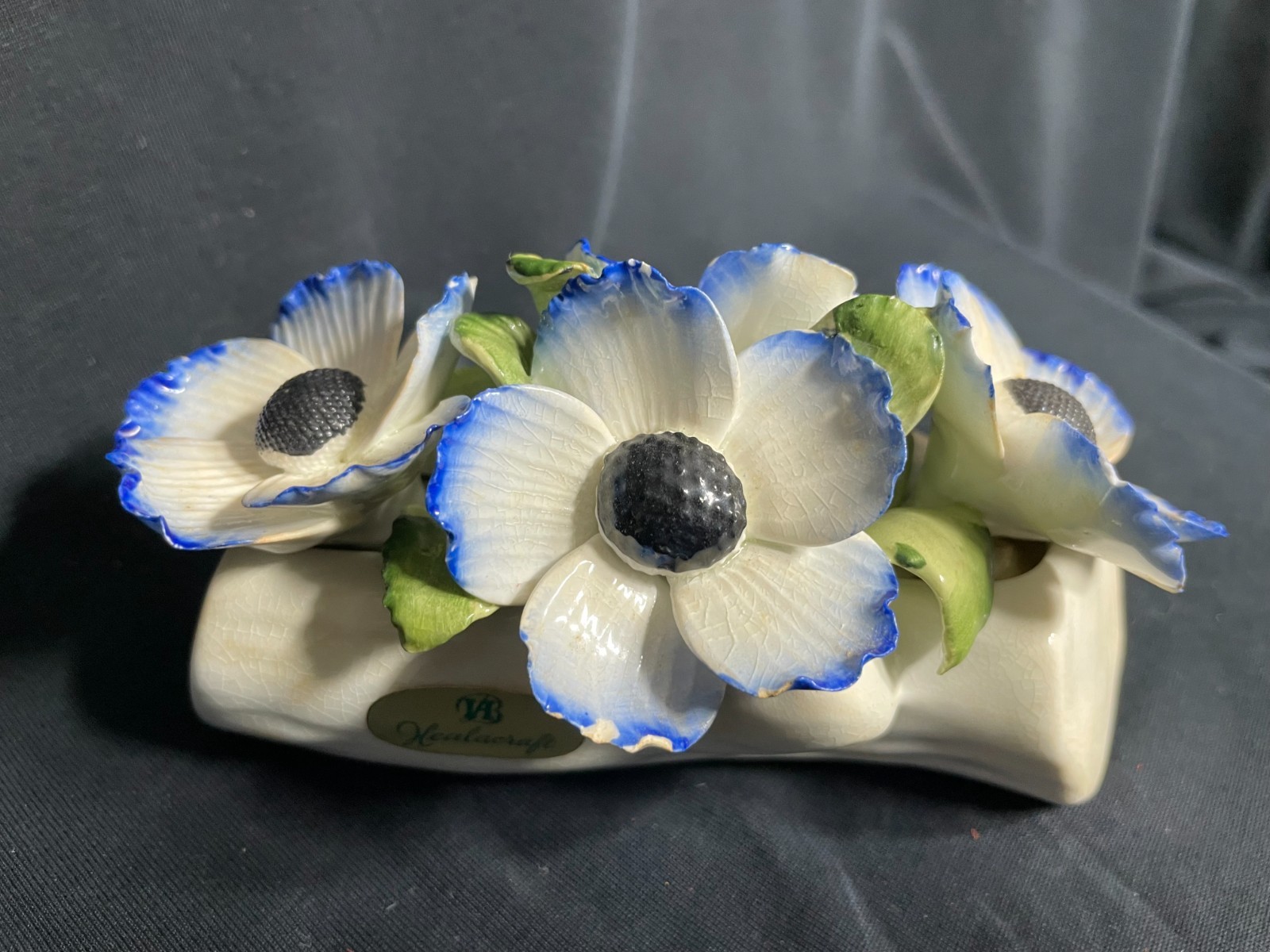 Healacraft Bone China Flowers On a Log Capodimonte Style Made In England