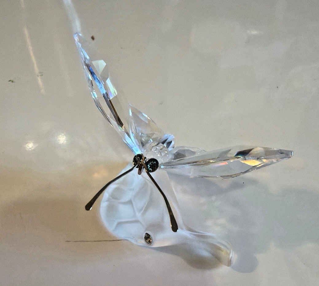 Swarovski Crystal Butterfly on Frosted Leaf Figurine 182920 7615 NR 003 Retired