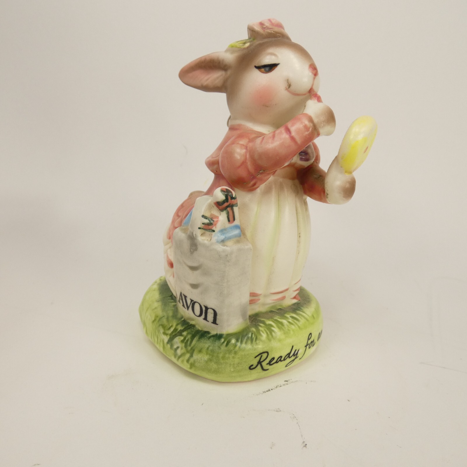 Vintage Avon Precious Moments Rabbit Figurine “Ready For An Avon Day” AEK3L