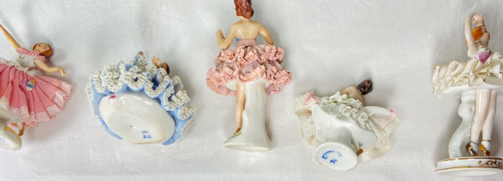 Dresden Germany Porcelain Lace Girl Ballerina Dancer Figurines Lot of 5 Small