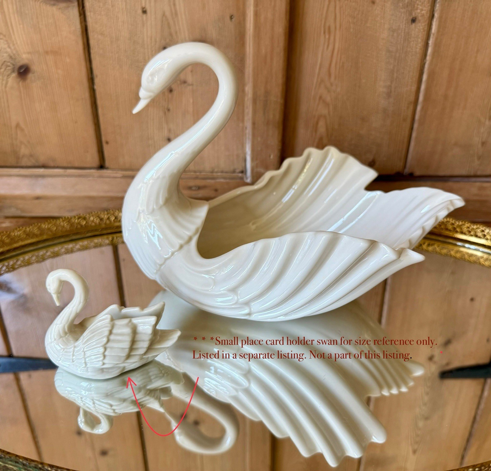 VINTAGE EUC LARGE Lenox Porcelain Large Swan Bowl Centerpiece Candy Dish Cake