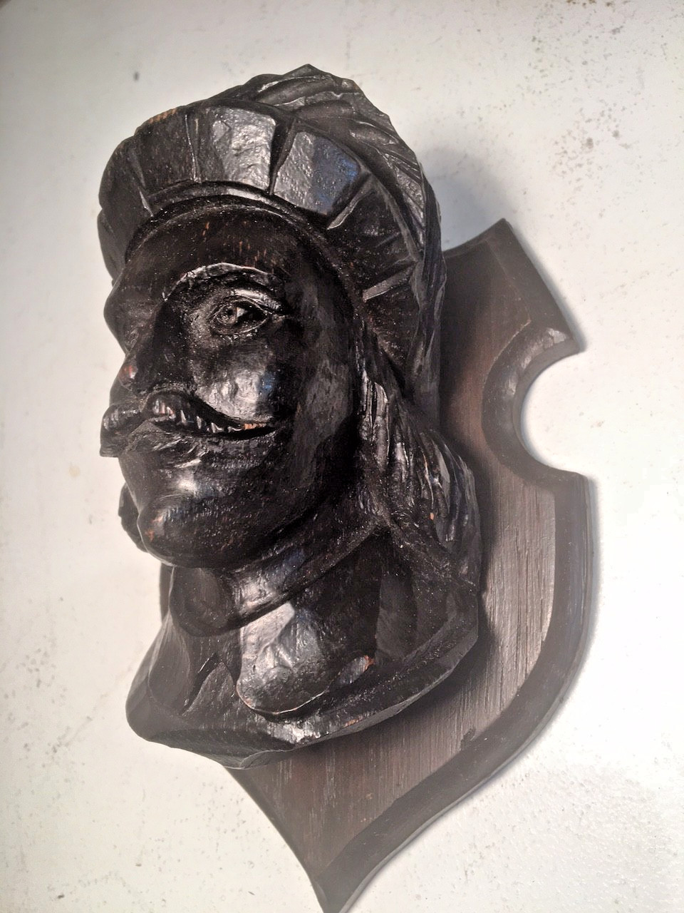 ANTIQUE EUROPEAN OAK WOOD CARVED MEDIEVAL RENAISSANCE MAN ORNATE WALL PLAQUE ART