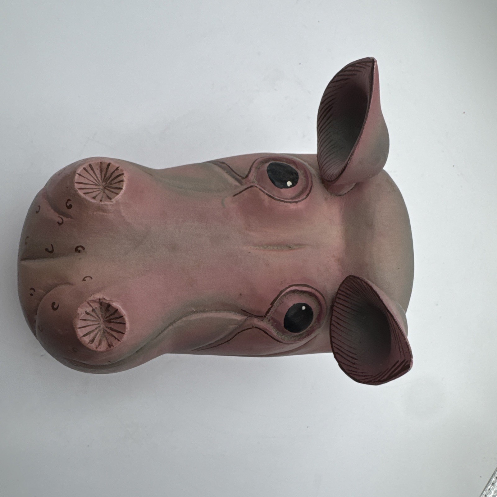 Hippo Head Wall Art Wooden Hanging House Hippopotamus Hand Carved Home Decor