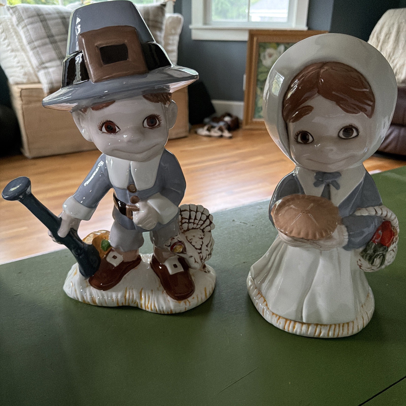 Pair of Ceramic Pilgrim FIgures, Pilgrim with Wife 1960s