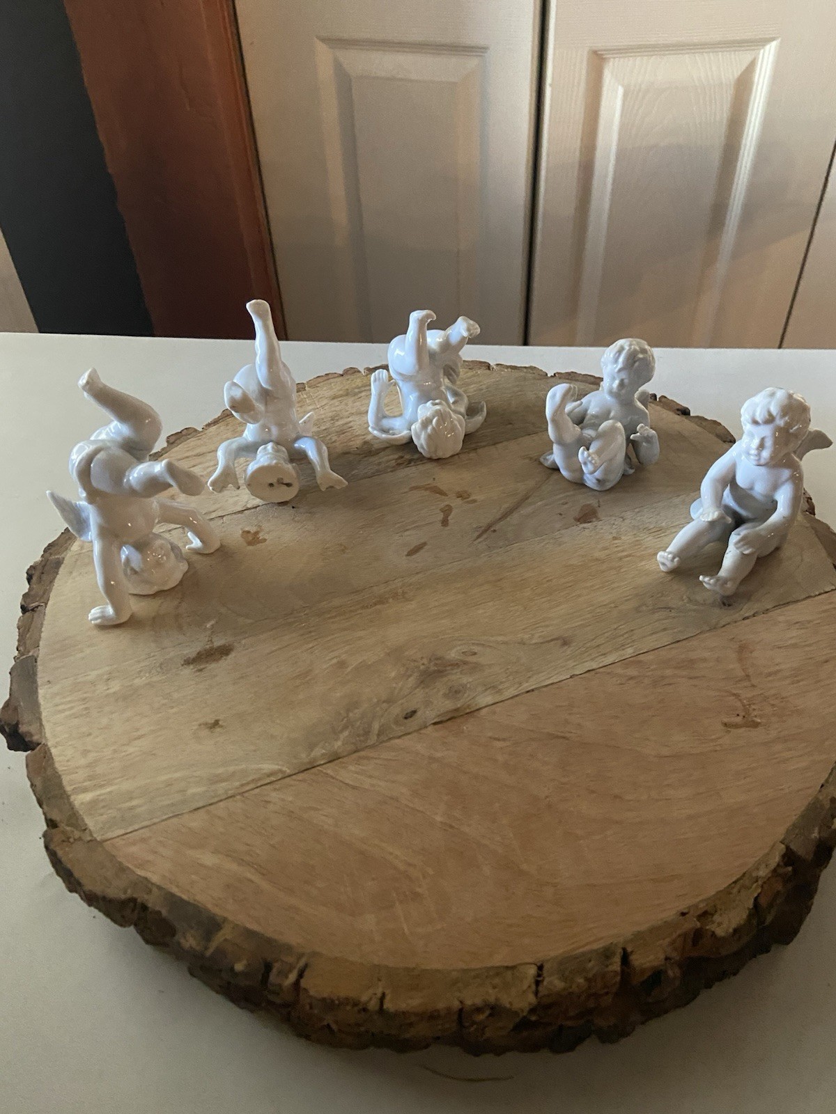 Vintage Dresden Germany Tumbling Cherubs – Lot of 5 White Porcelain Angels