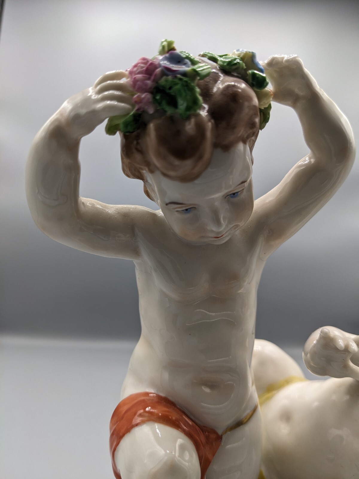 1900s Antique Muller Volkstedt Porcelain Figurine Flowers Pickers 8″ Rare