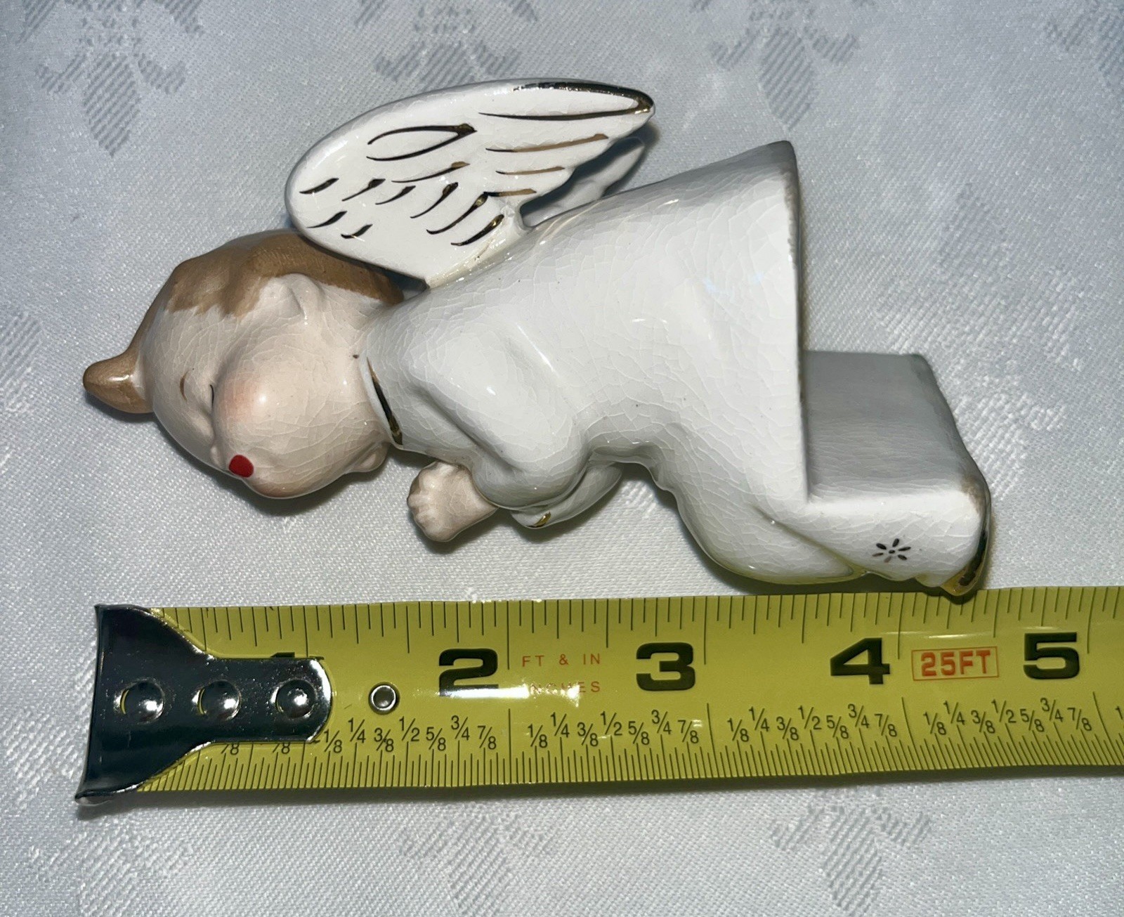 Vtg 1950s Kissing Angels Ceramic Figurine Japan Boy & Girl Shelve Sitters