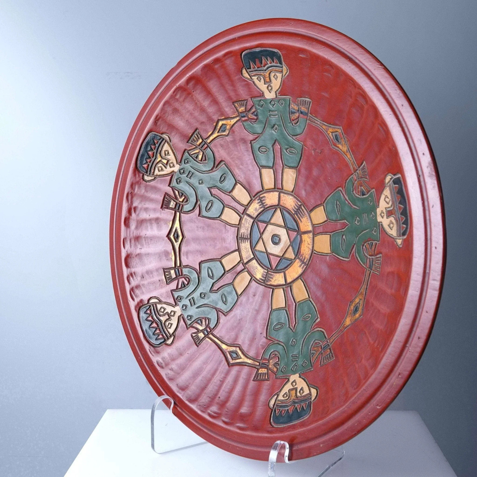 Mid Century Modern Carved Wood Lacquered Bowl