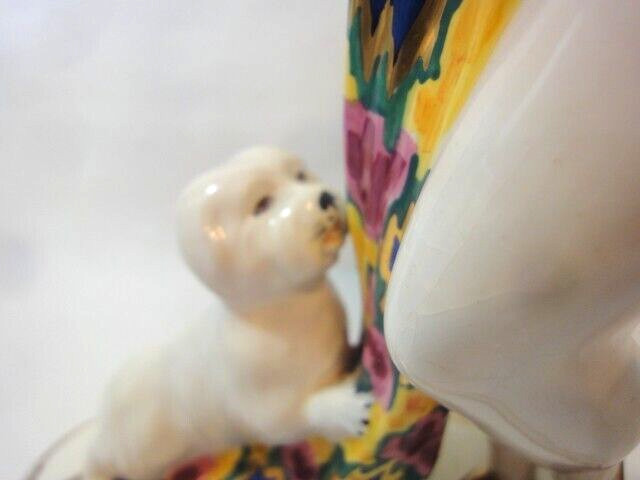 Large Scarce Vintage Royal Dux Art Deco Lady With Dog Figurine, 15.5 in