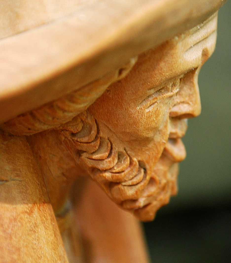 Antique BLACK FOREST GERMANY Hand Carved Wood Sculpture MAN PLAYING GUITAR 8.25″