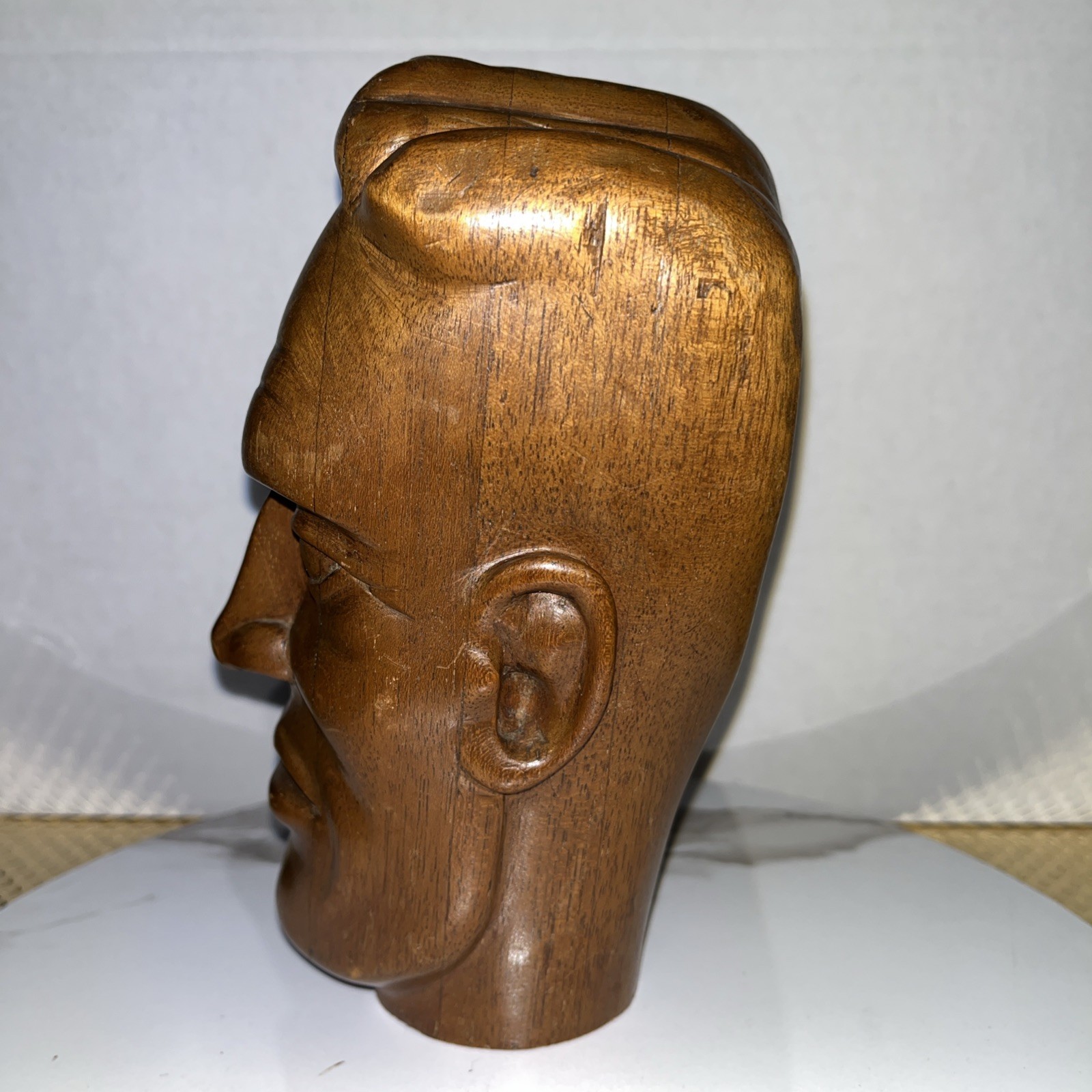 Wooden Hand-Carved Head of a Man 7 inches tall