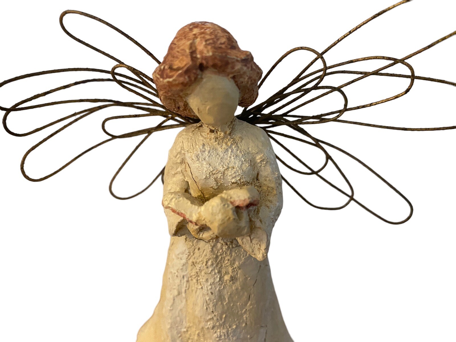 Angel with Book and Metal Wire Wings Figurine 4.5″