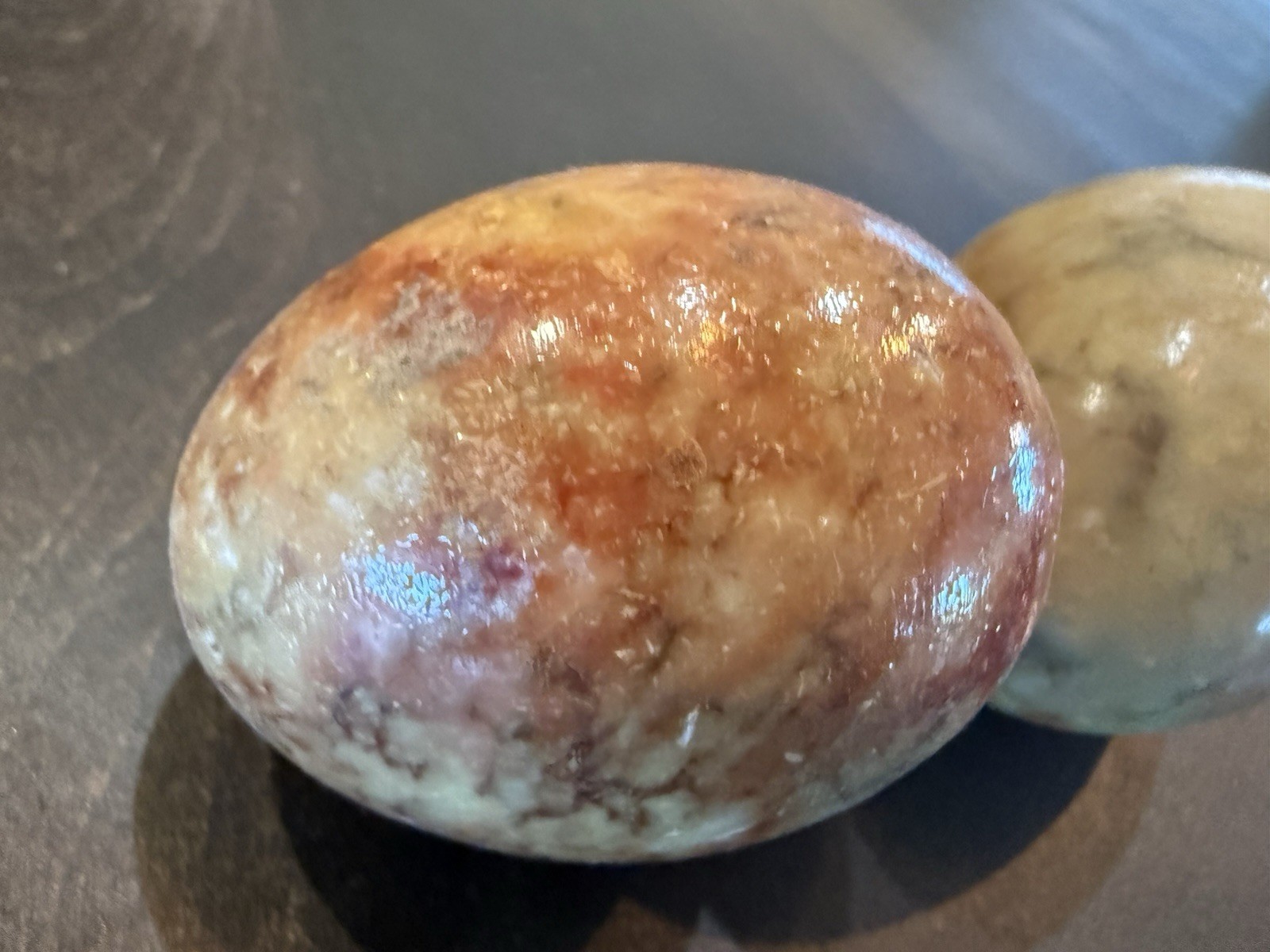 Vintage Stone Easter Eggs ~ Lot of 2 ~ Marble Colorful Lot Of Eggs ~ Earthy Red