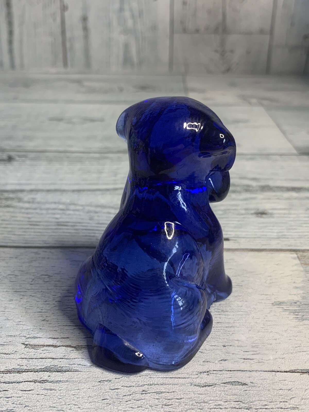 Vtg Pooch The Dog Degenhart Blue Glass UV Glow Marked D