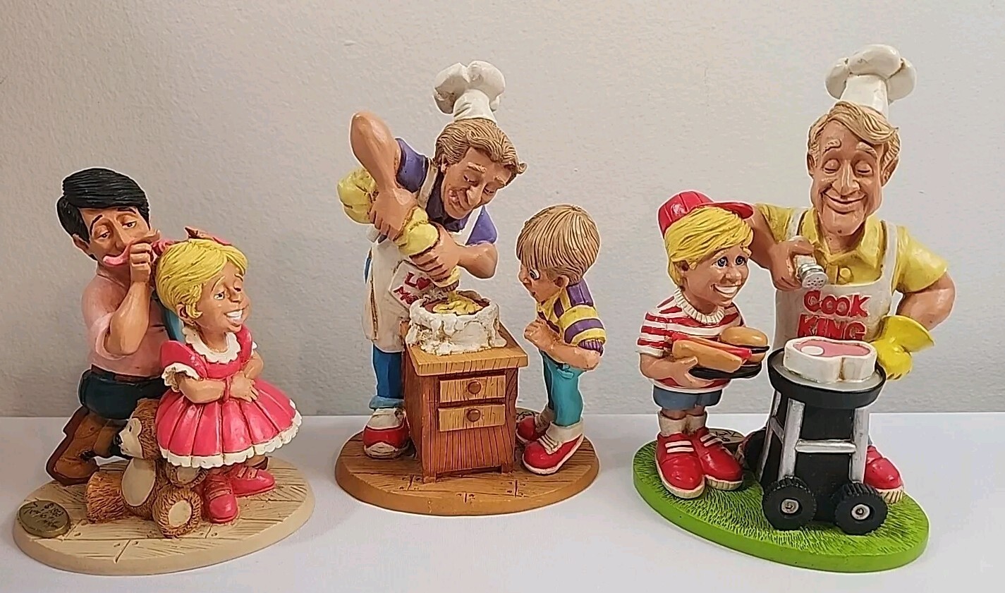3 X VTG M&R Studios by Michael Walker Resin Figurines Dad / Kid He’s A Real Man