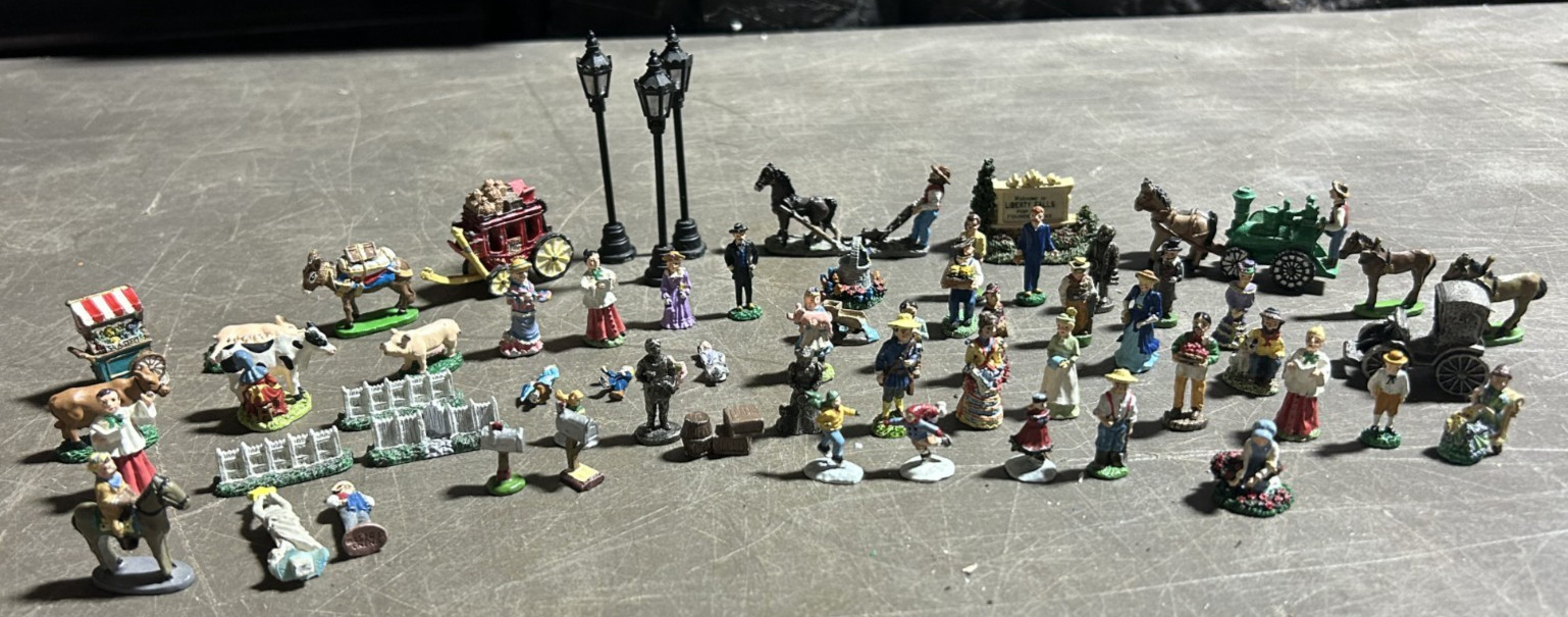Vintage 1990s-2000 IRL Miniatures Small Cast Iron Figurines Farm Village Town