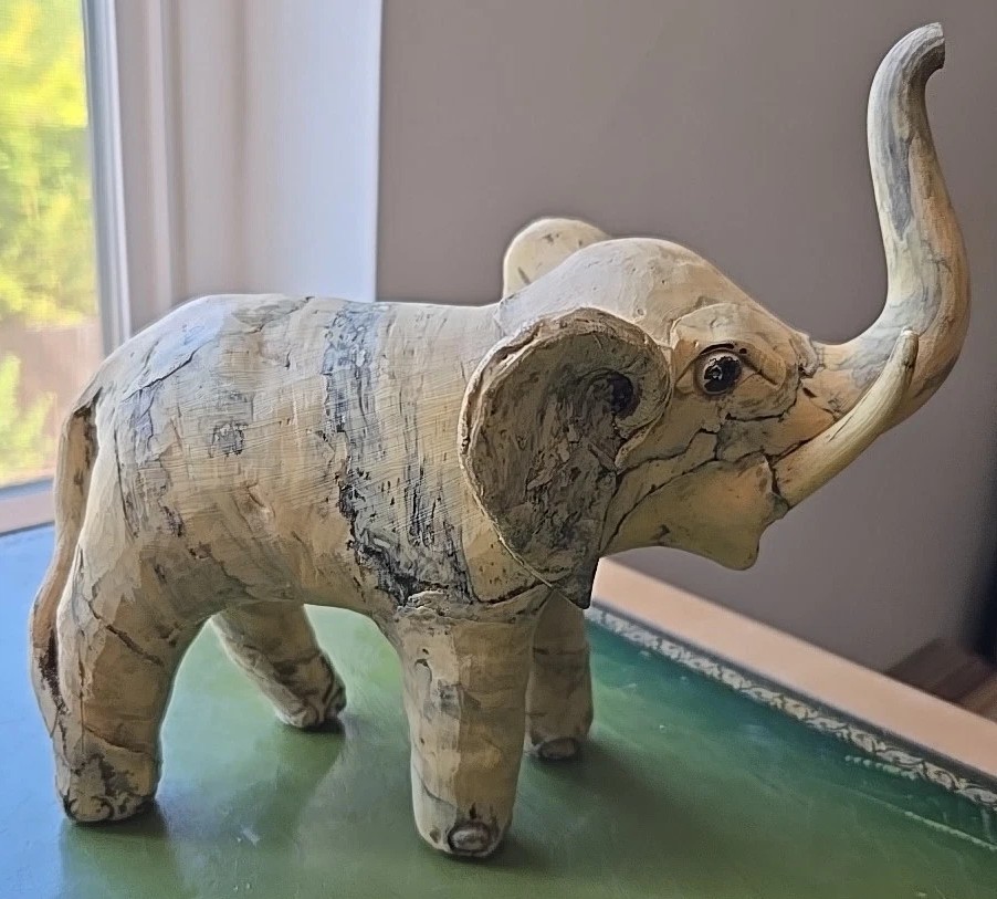 VTG Elephant Figurine Statue Marbled Look 7 1/2″ X 7″ X 4″ Lightweight