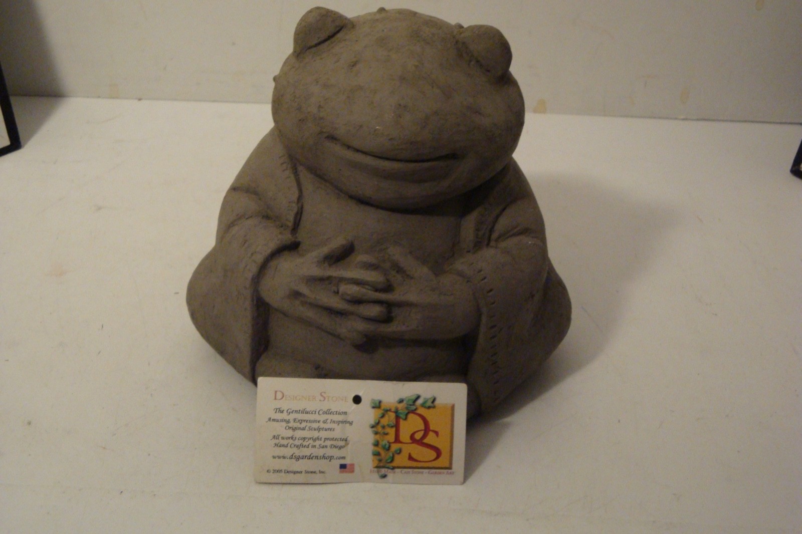 Vintage Designer Stone Inc meditating frog stone cast stone garden art
