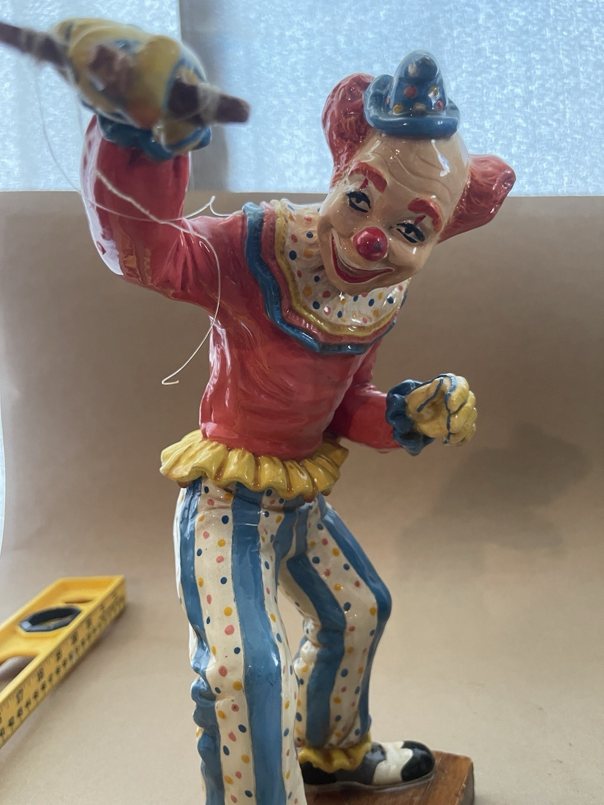 Vintage Handcrafted Clown Figurine with Porcelain Base 11.5/12 Inch Tall 2lb