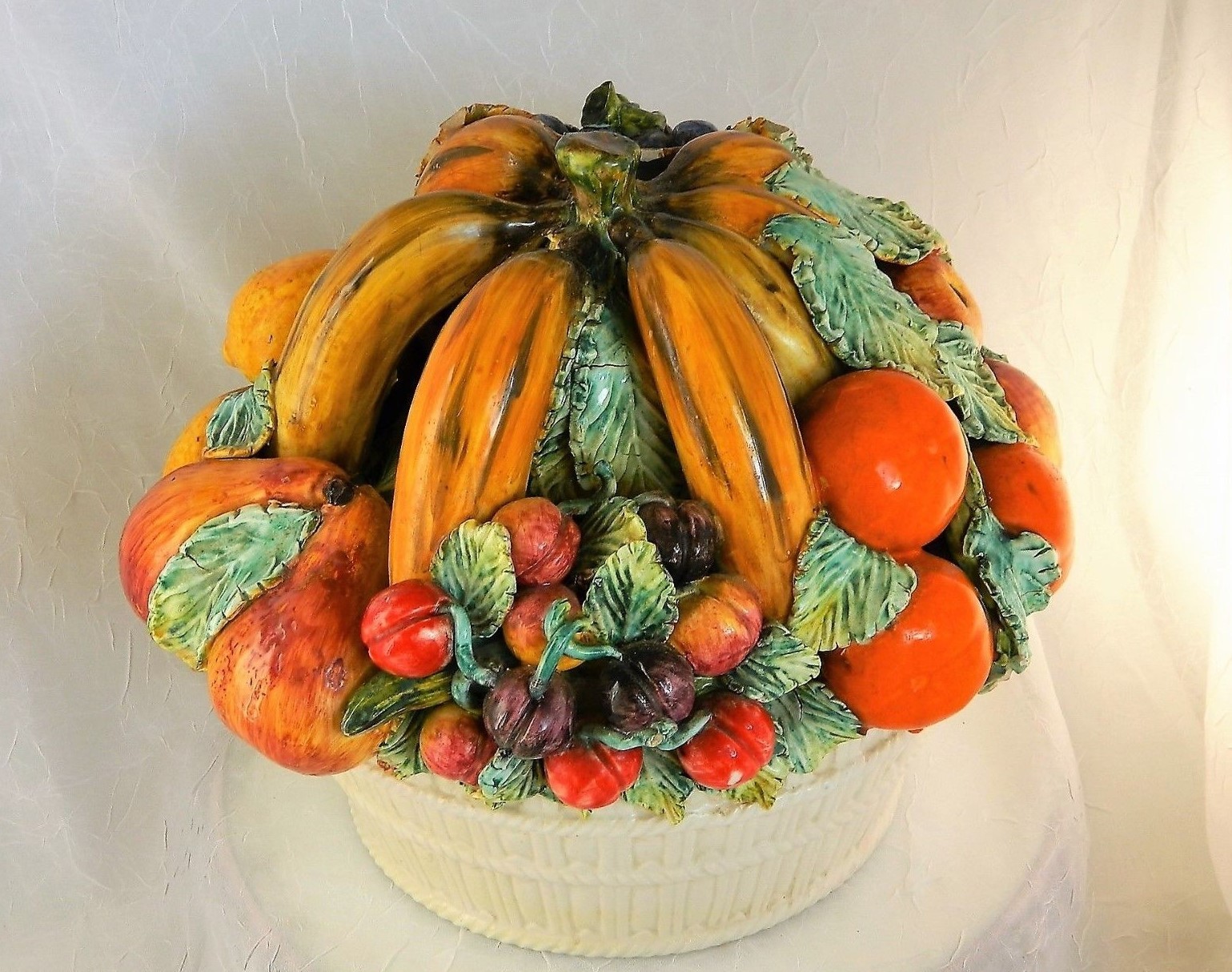 ~ ITALIAN MAJOLICA FRUIT BOWL c1920 ANTIQUE CENTERPIECE Spectacular! 9-10 lb” ~