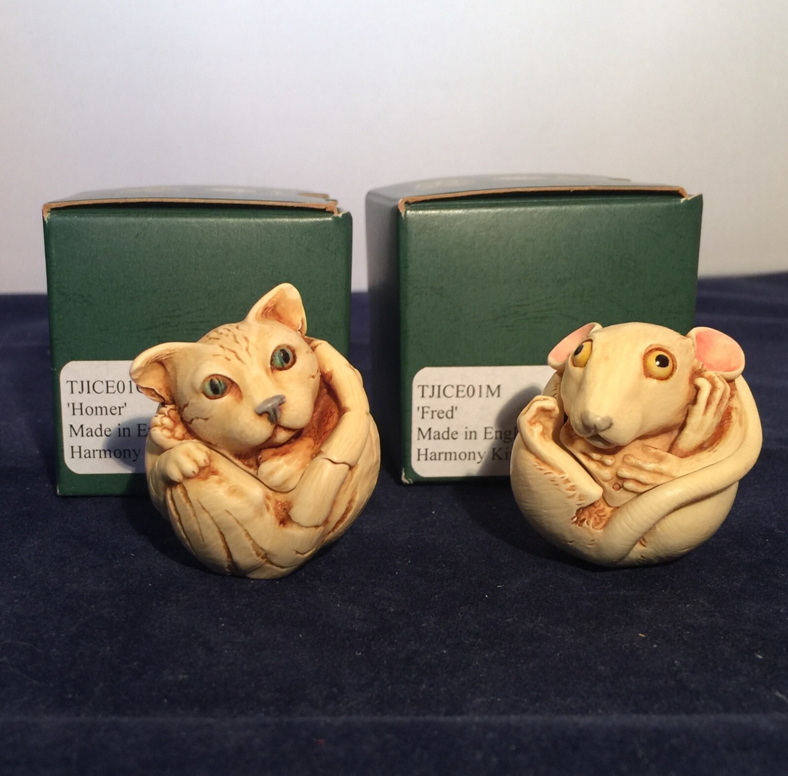 Harmony Kingdom~ ICE Exclusive~ HOMER & FRED ~Roly Poly Box~Cat~Mouse~Signed-NIB