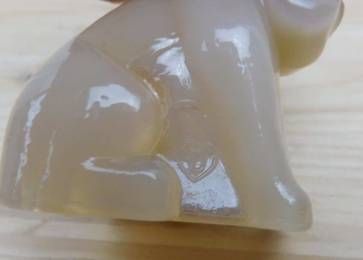 Vintage Degenhart Art Glass Pooch the Dog Figurine “Baby Pink Slag” UV Glow