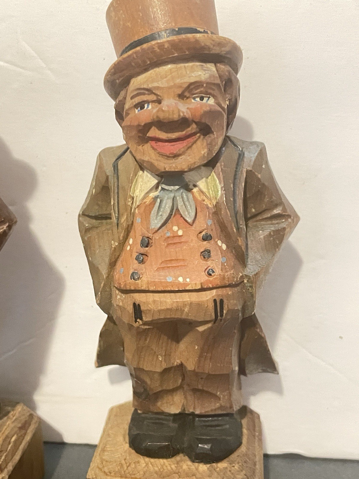 3 Old Men Wood Carving Anri Italy Handmade Folk Art Figurine