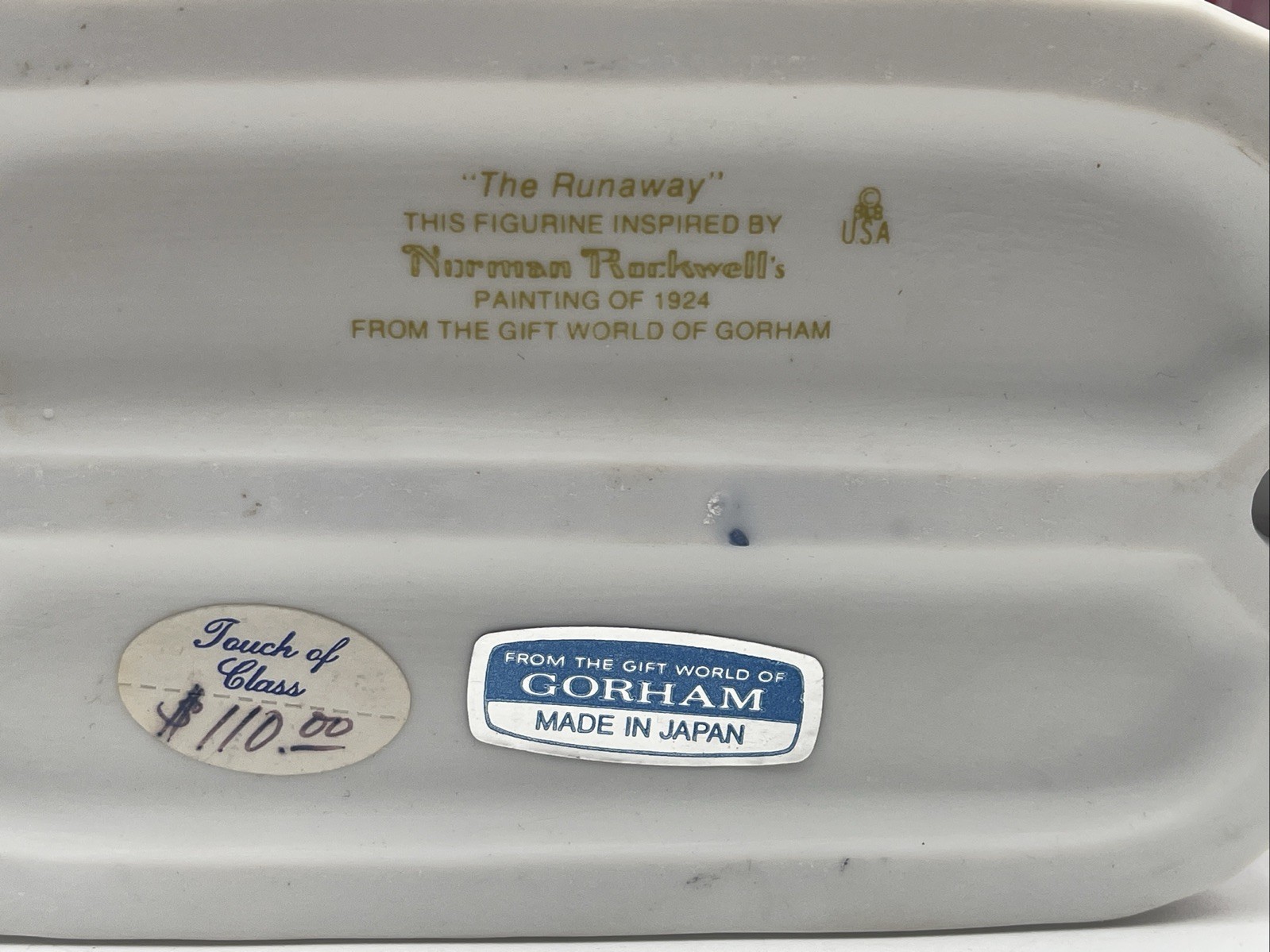 Vintage Gift World of Gorham 1924 Norman Rockwell The Runaway Porcelain Figure