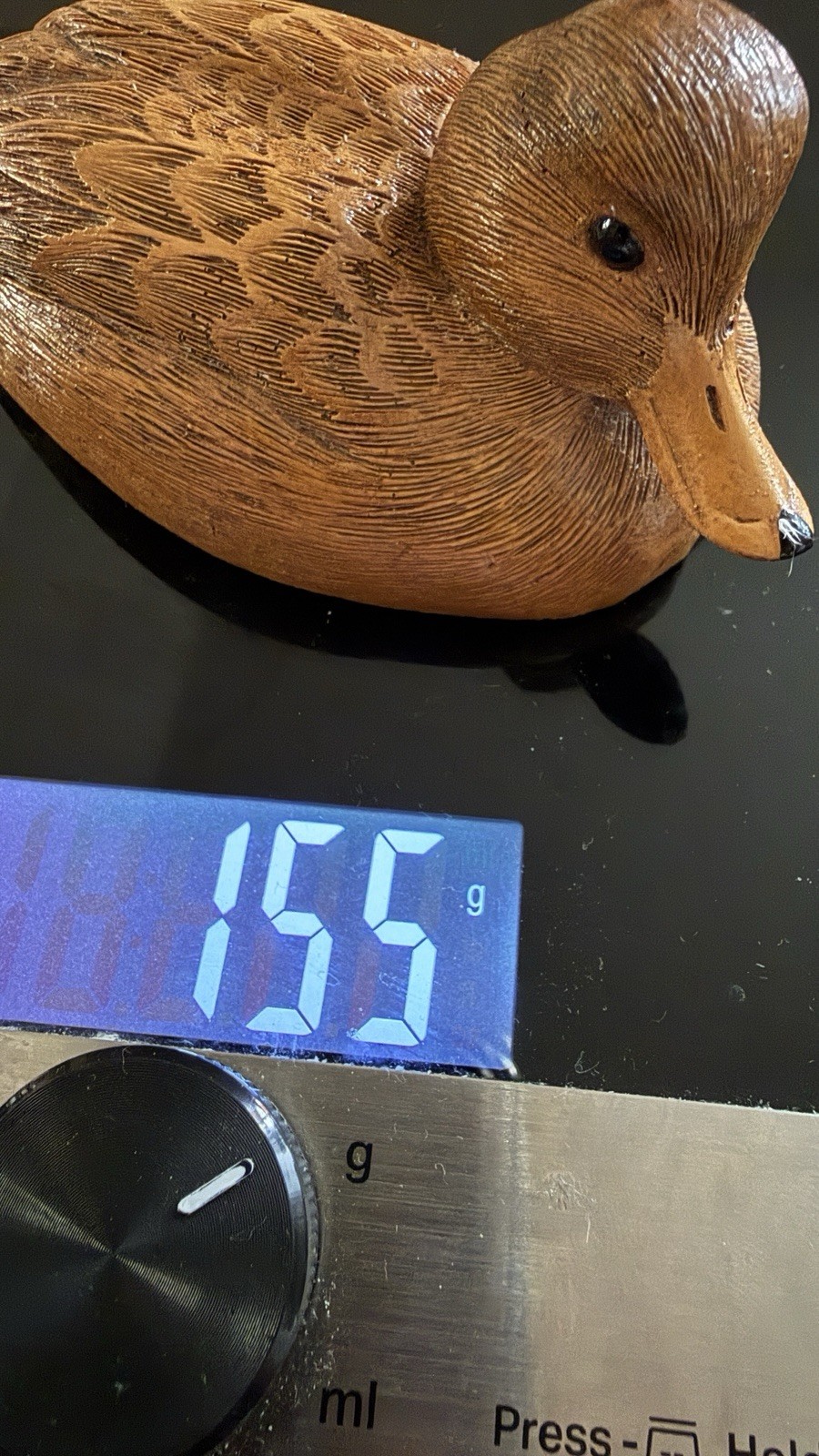 Vintage Duckling Figurine Wood or Resin Composite Detailed Feather Texture 12cm