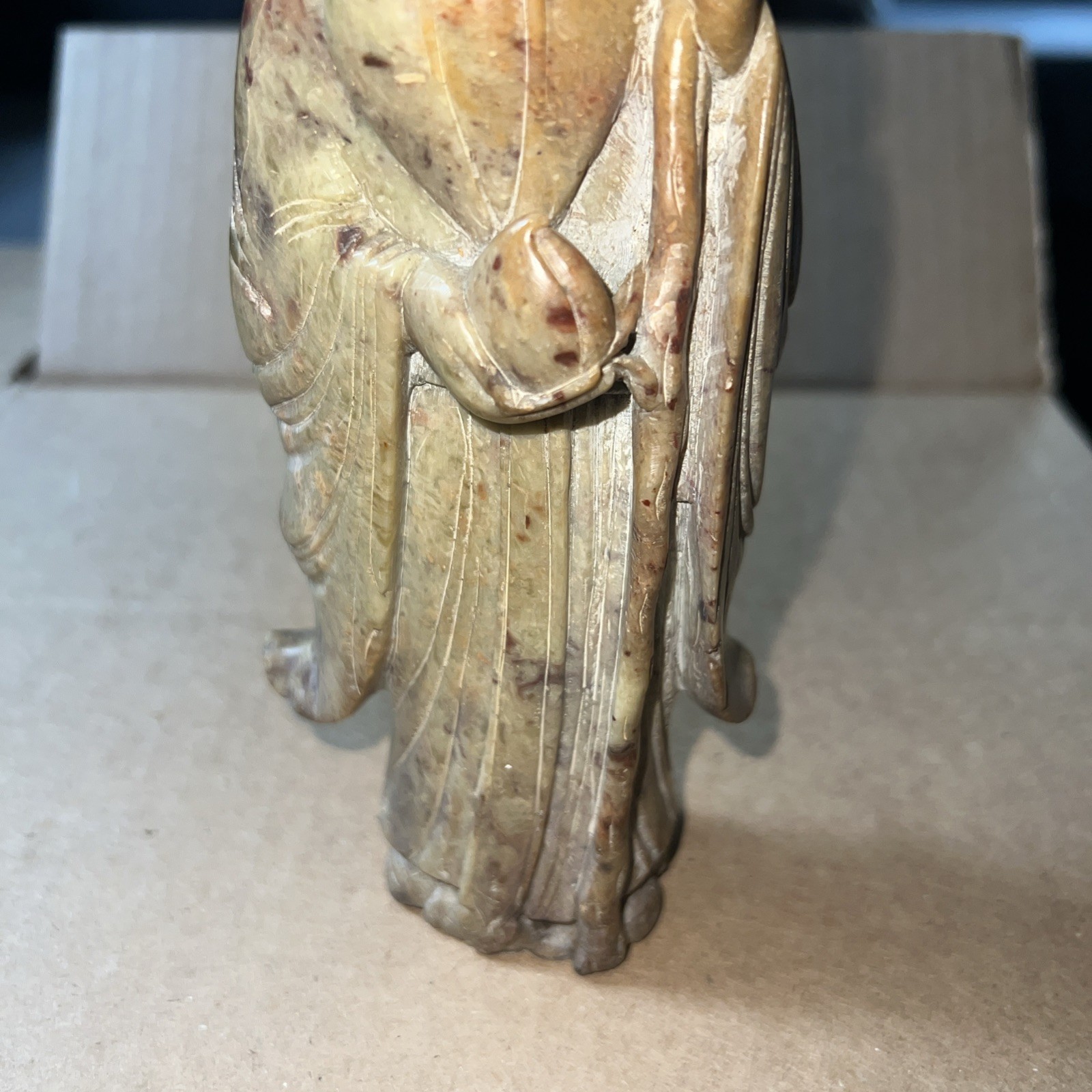 Chinese Figure Hand Carved Soapstone Shou Lao Xing God of Longevity Wisdom 7″