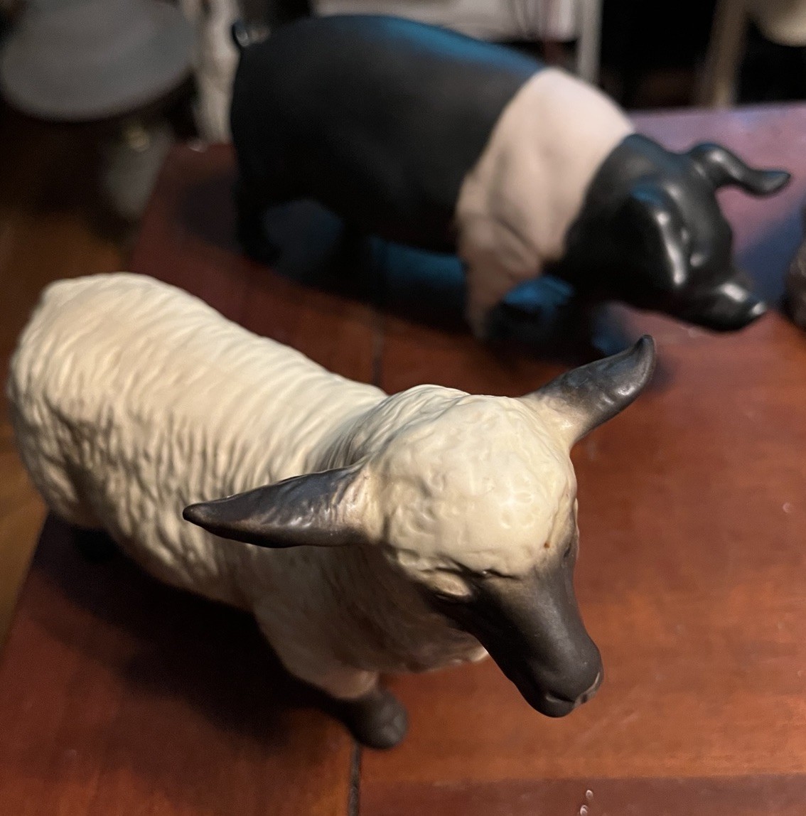 Ceramic /porcelain Beswick Farm Animals Marked 454. Pug, Lamb, Pig