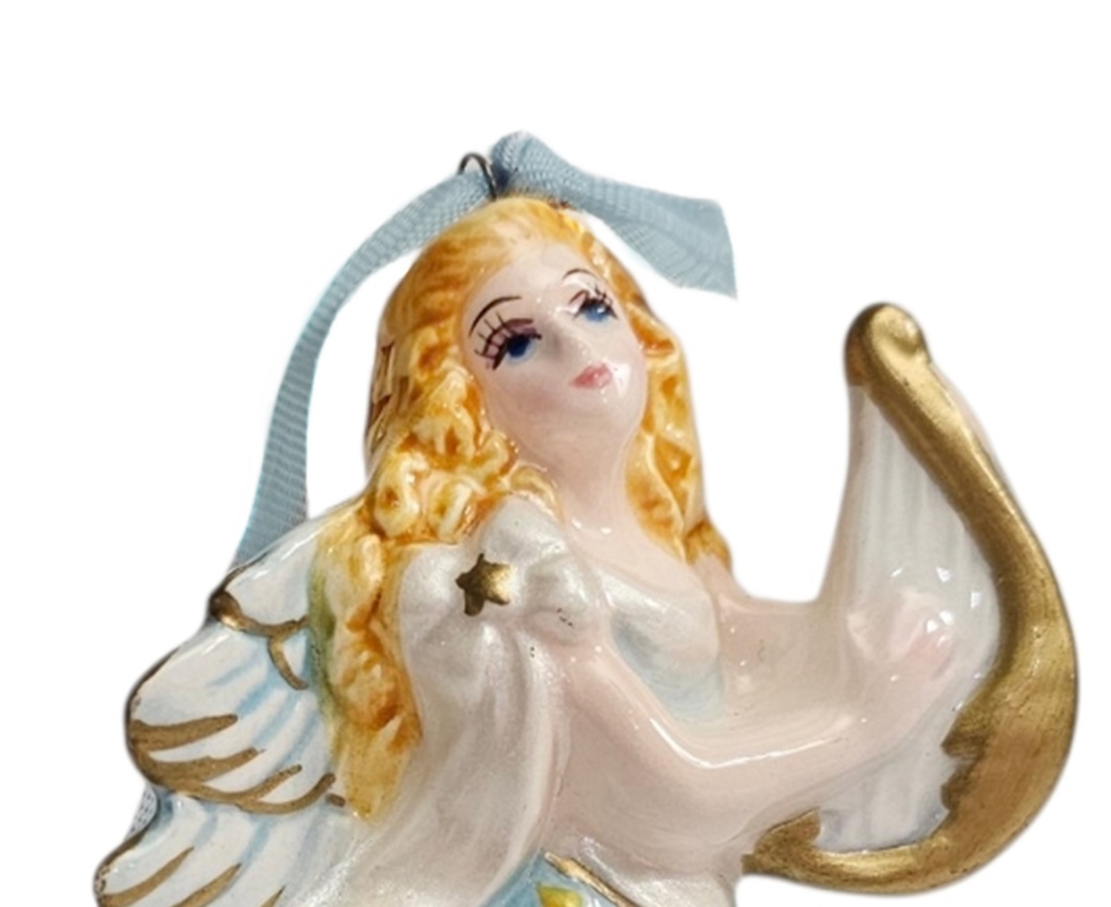 Schmid Angel Playing Harp Porcelain Figurine Y Yamada Ornament 1994 Sri Lanka