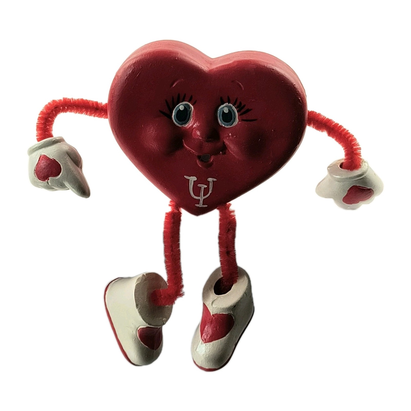 IU Indiana University Anthropomorphic Heart Shelf Sitter Table Top Decor Vintage