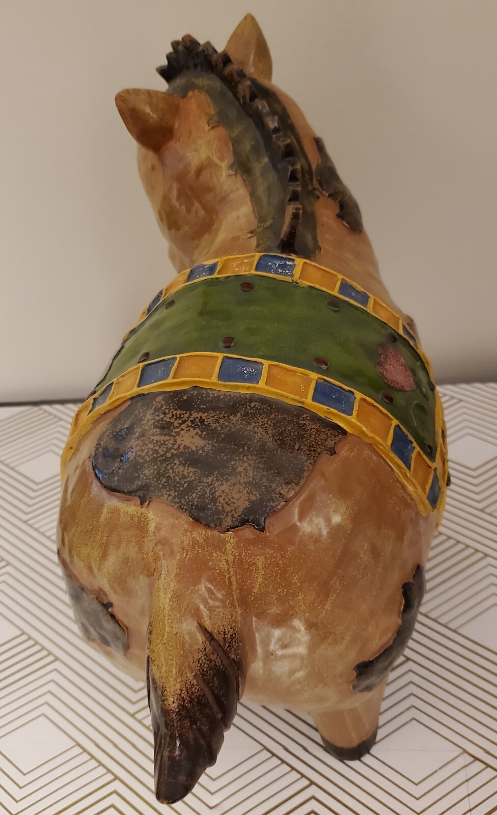 Large Patched Horse Monkey Mexican Style Statue Figurine Animal Folk Art 15×11