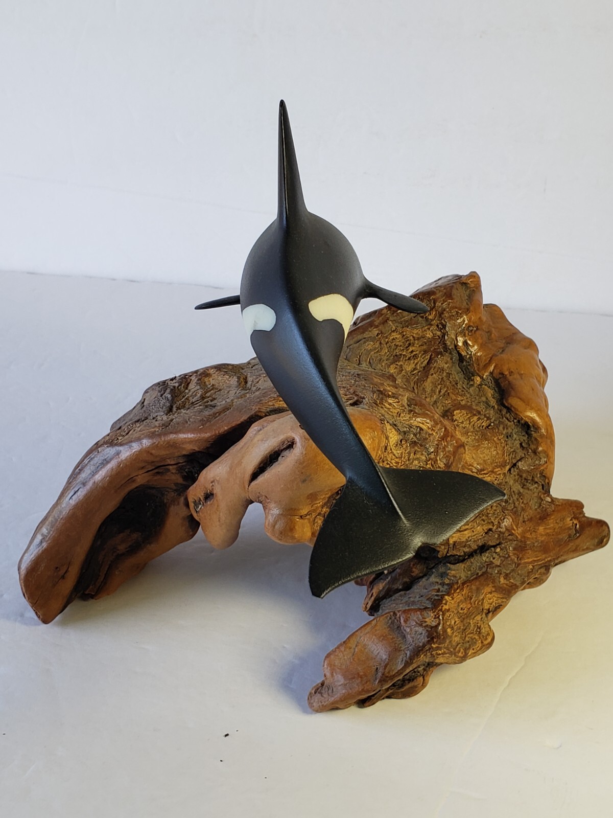 VTG John Perry Orca Killer Whale PolyResin on Driftwood Sealife Beach Ocean Life