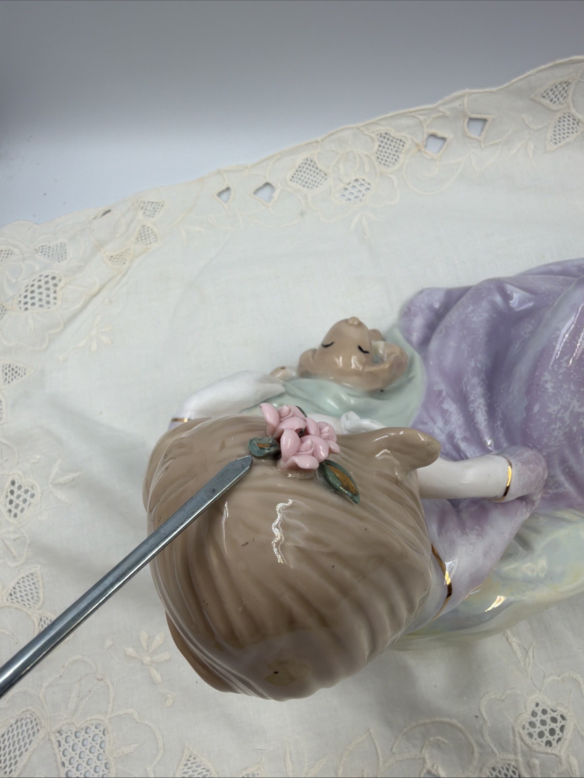 Attr. NAO BY LLADRO Reclining MOTHER & Child Figurine Rabbit & Horse Porcelain